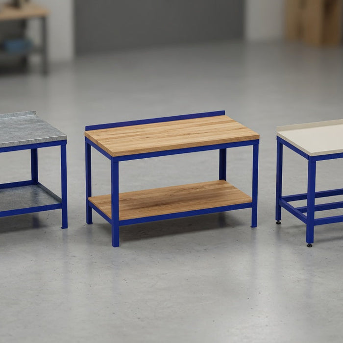 UK Workbenches steel, wood and laminate worktop options on real catalogue benches