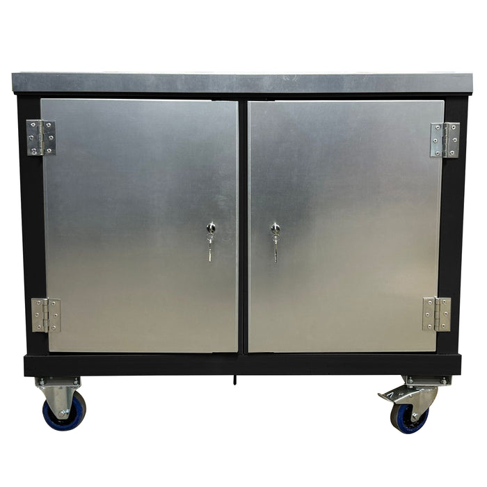Mobile Tool Trolley With Twin Cupboards
