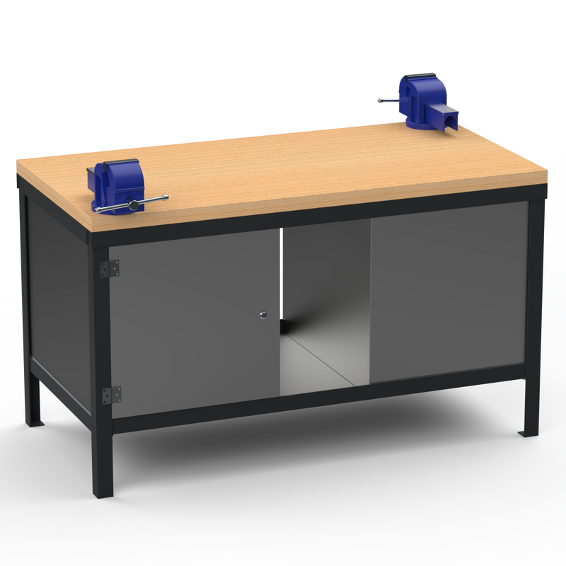 Double-Sided Workbench | With Dual Vices & Cupboards