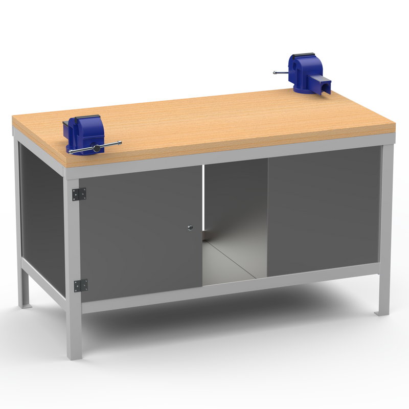 Double-Sided Workbench | With Dual Vices & Cupboards