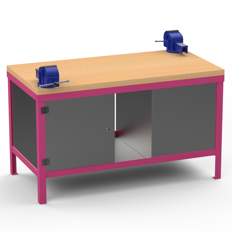 Double-Sided Workbench | With Dual Vices & Cupboards