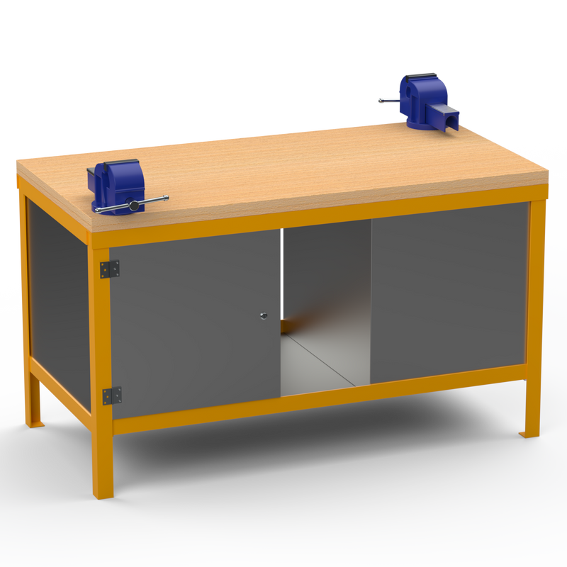 Double-Sided Workbench | With Dual Vices & Cupboards
