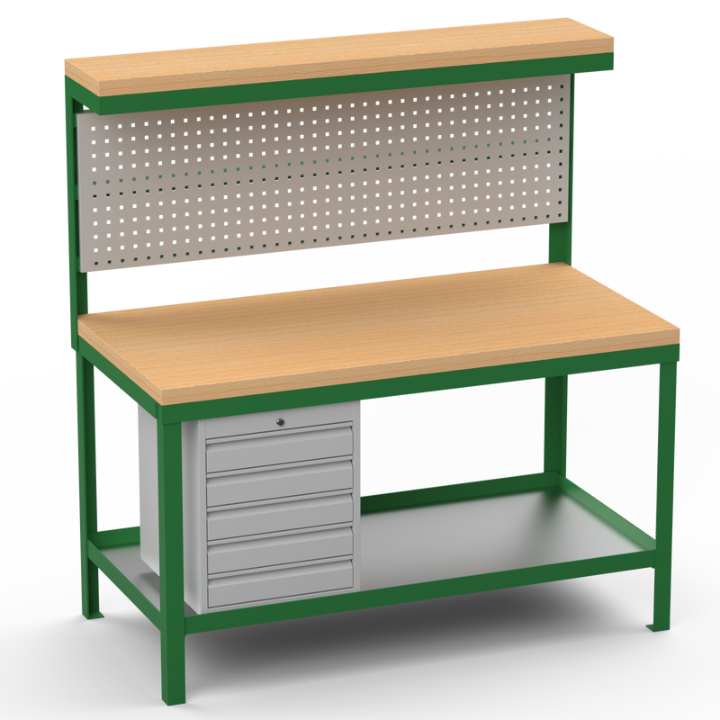 Heavy Duty Workbench | Hard Wood Worktop | Pegboard | Upper-Shelf | Drawers