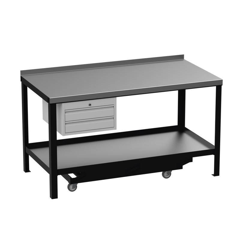 Mobile Steel Heavy Duty Workbench | 2 Drawers