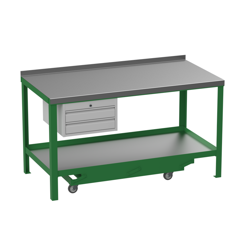 Mobile Steel Heavy Duty Workbench | 2 Drawers