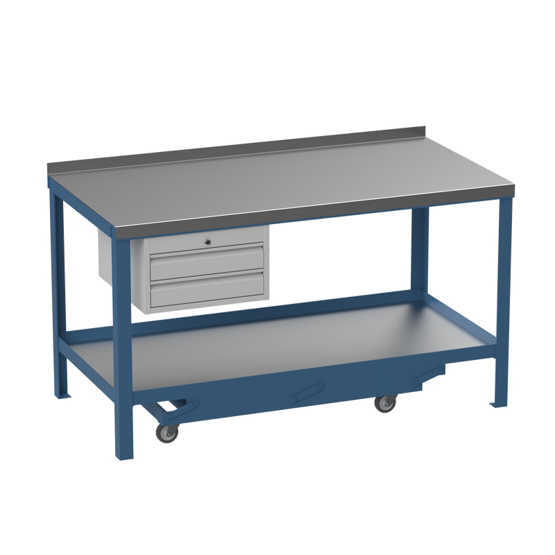 Mobile Steel Heavy Duty Workbench | 2 Drawers