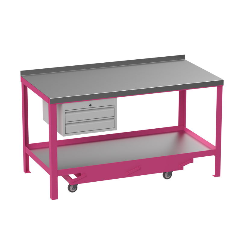 Mobile Steel Heavy Duty Workbench | 2 Drawers