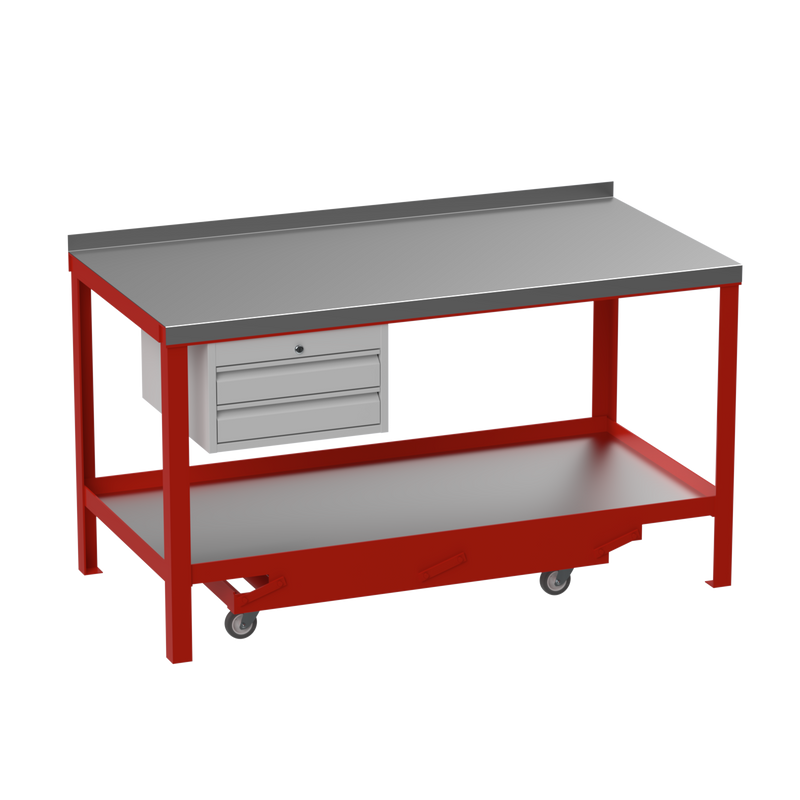 Mobile Steel Heavy Duty Workbench | 2 Drawers