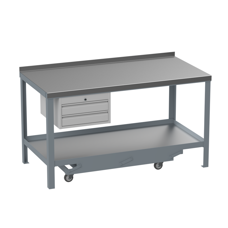 Mobile Steel Heavy Duty Workbench | 2 Drawers