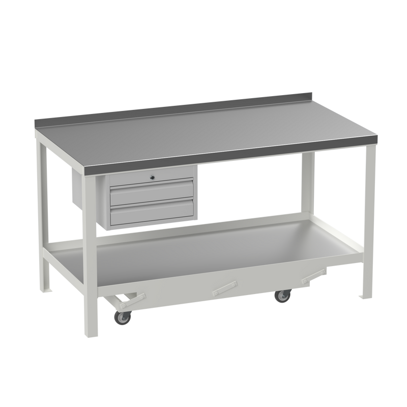Mobile Steel Heavy Duty Workbench | 2 Drawers
