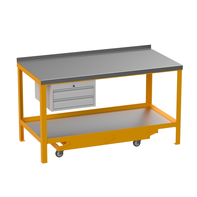 Mobile Steel Heavy Duty Workbench | 2 Drawers