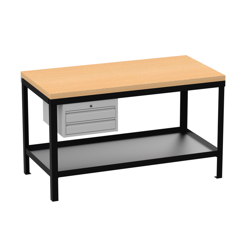 Heavy Duty Workbench | Wooden Worktop | 2 Drawers