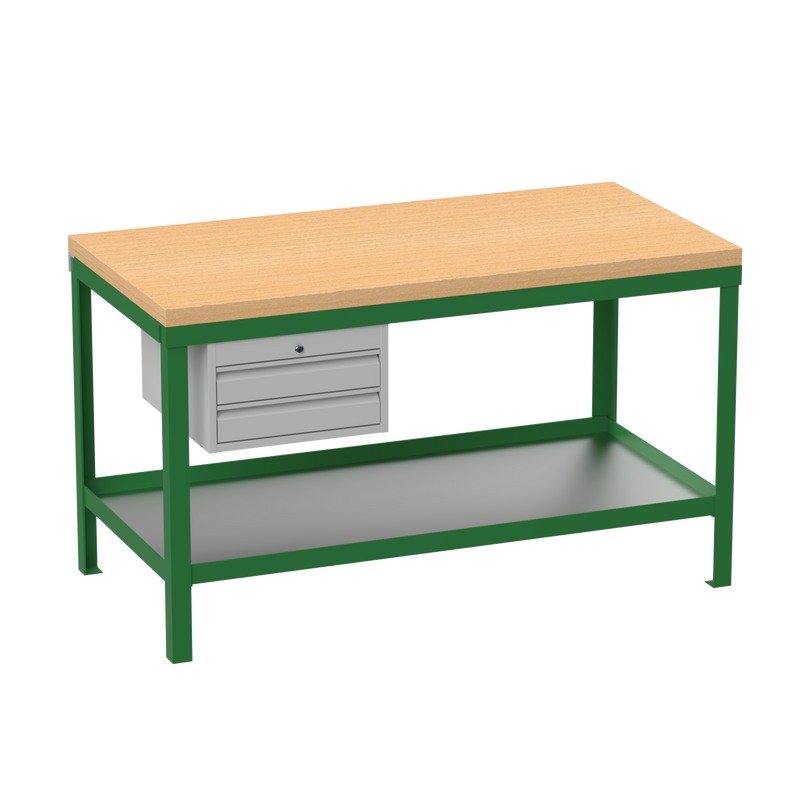 Heavy Duty Workbench | Wooden Worktop | 2 Drawers