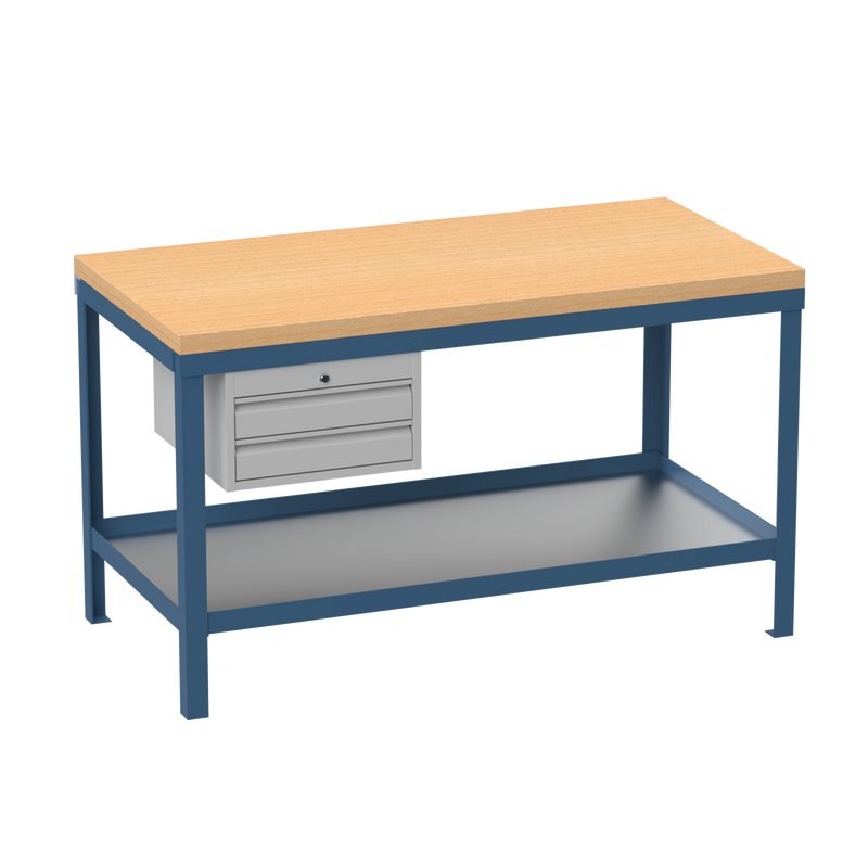 Heavy Duty Workbench | Wooden Worktop | 2 Drawers