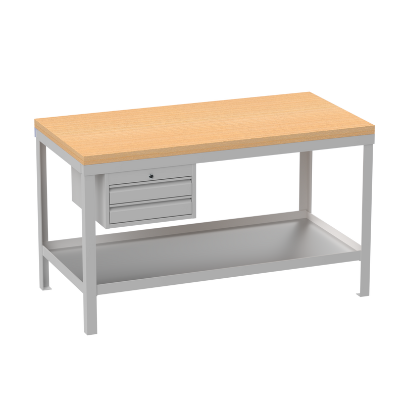 Heavy Duty Workbench | Wooden Worktop | 2 Drawers