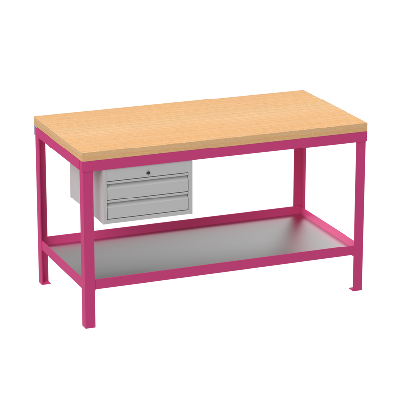 Heavy Duty Workbench | Wooden Worktop | 2 Drawers