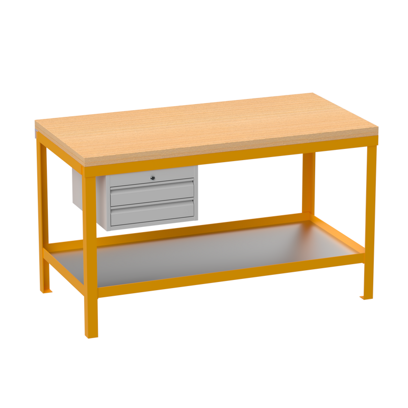Heavy Duty Workbench | Wooden Worktop | 2 Drawers