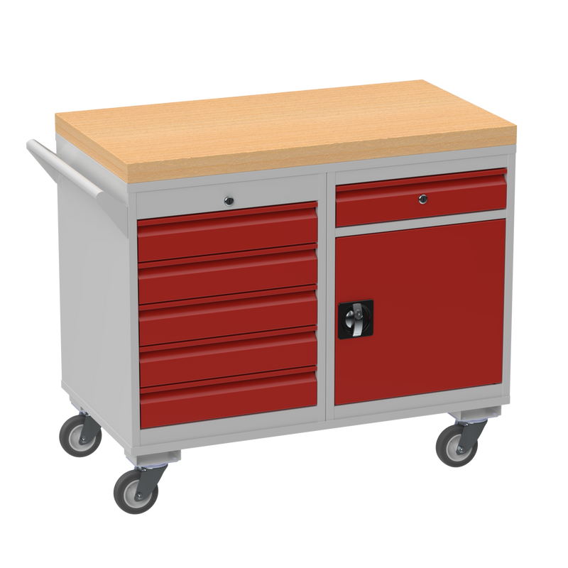 Mobile Tool Cabinet | Wooden Worktop
