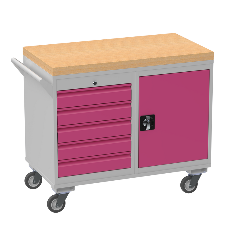 Mobile Tool Cabinet | Wooden Worktop