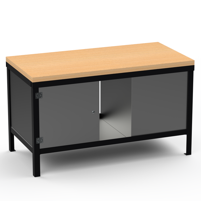 Double-Sided Workbench | With Dual Cupboards