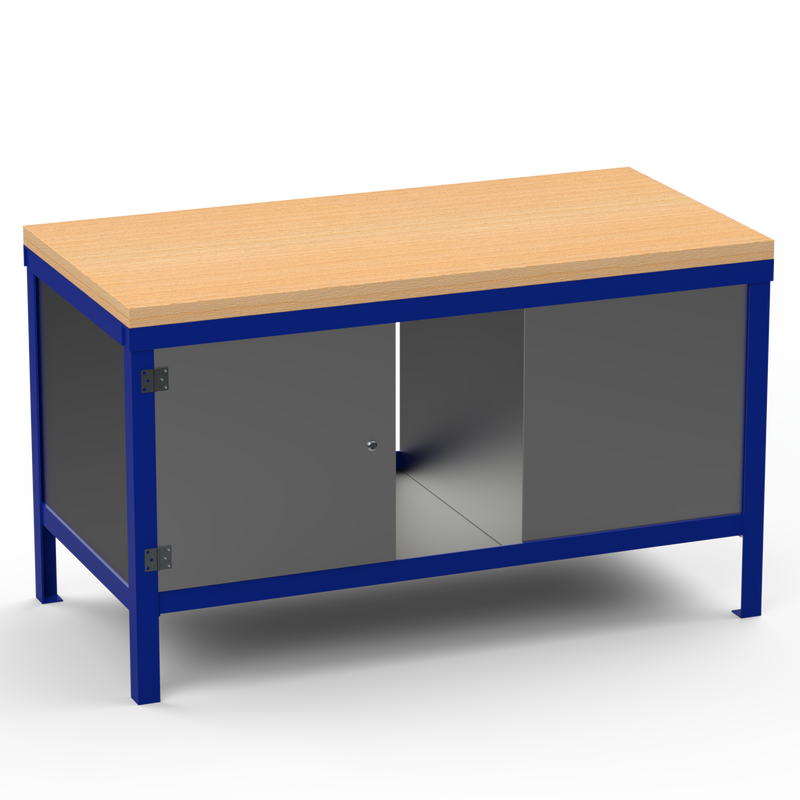 Double-Sided Workbench | With Dual Cupboards