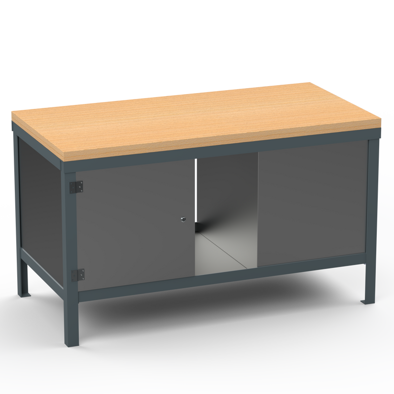 Double-Sided Workbench | With Dual Cupboards