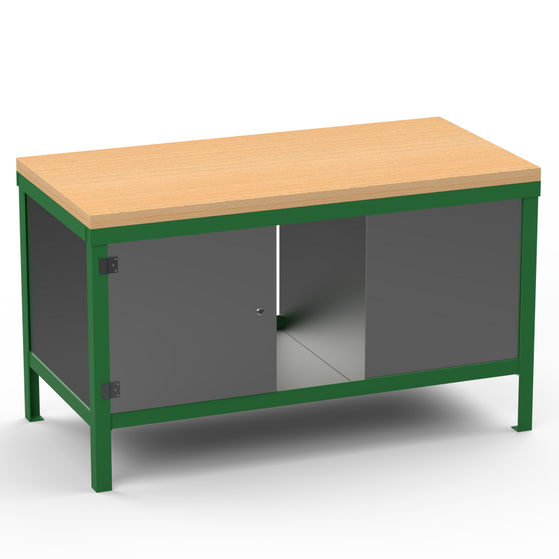 Double-Sided Workbench | With Dual Cupboards