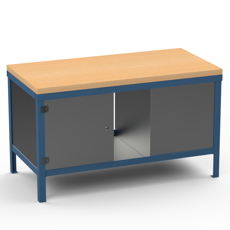 Double-Sided Workbench | With Dual Cupboards