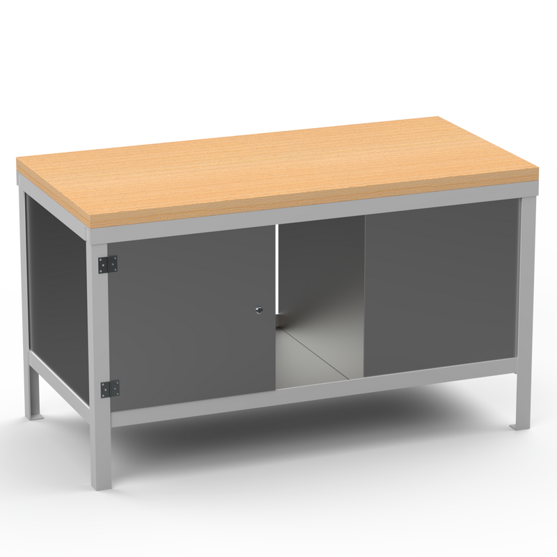 Double-Sided Workbench | With Dual Cupboards