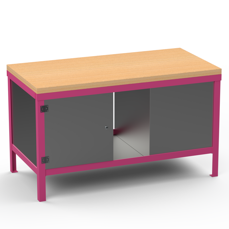 Double-Sided Workbench | With Dual Cupboards