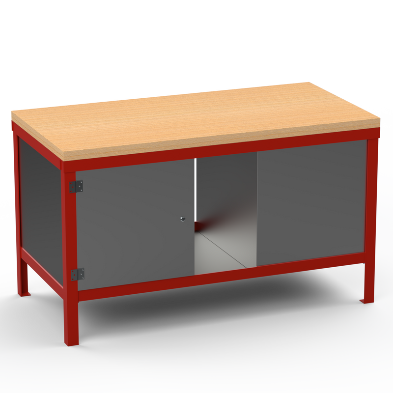 Double-Sided Workbench | With Dual Cupboards