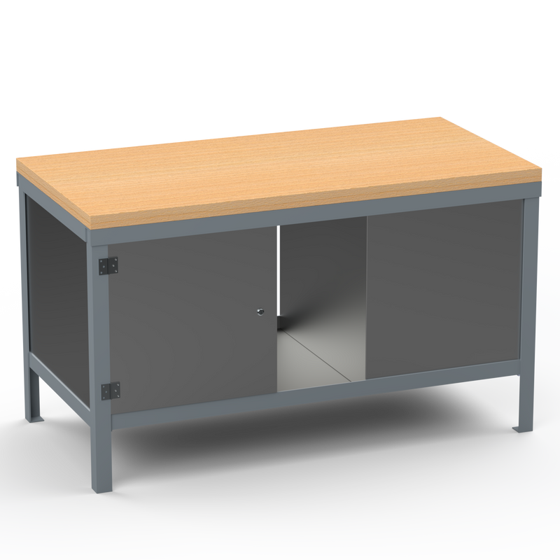 Double-Sided Workbench | With Dual Cupboards
