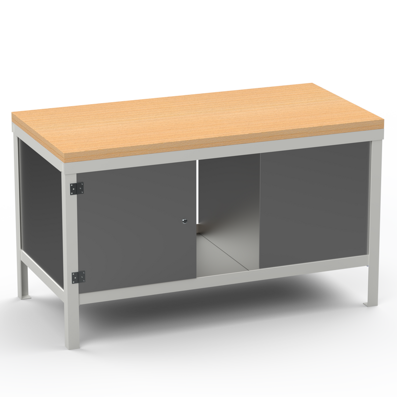 Double-Sided Workbench | With Dual Cupboards