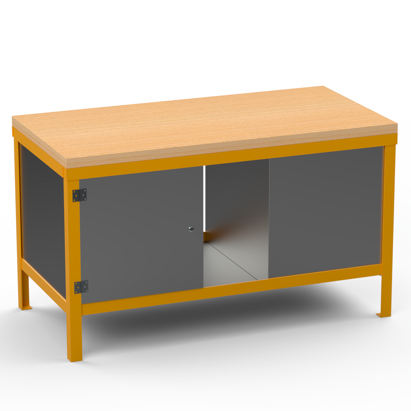Double-Sided Workbench | With Dual Cupboards