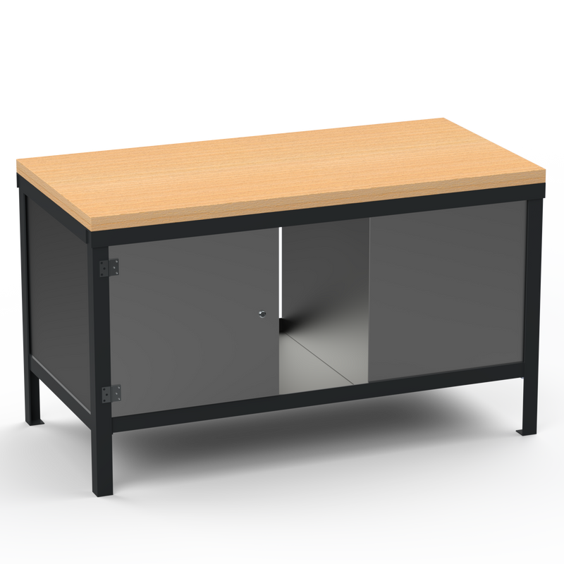 Double-Sided Workbench | With Dual Cupboards