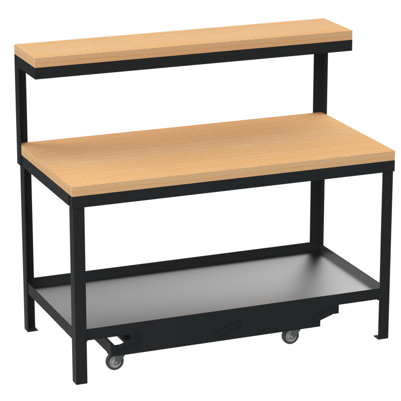 Mobile Workbench | Hard Wooden Worktop | Top Shelf
