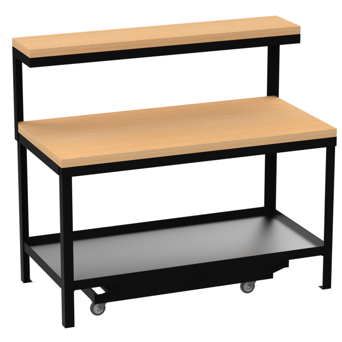 Mobile Workbench | Hard Wooden Worktop | Top Shelf