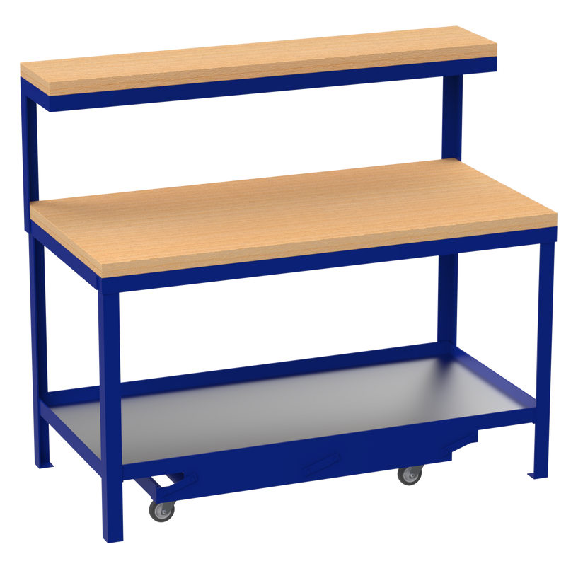 Mobile Workbench | Hard Wooden Worktop | Top Shelf