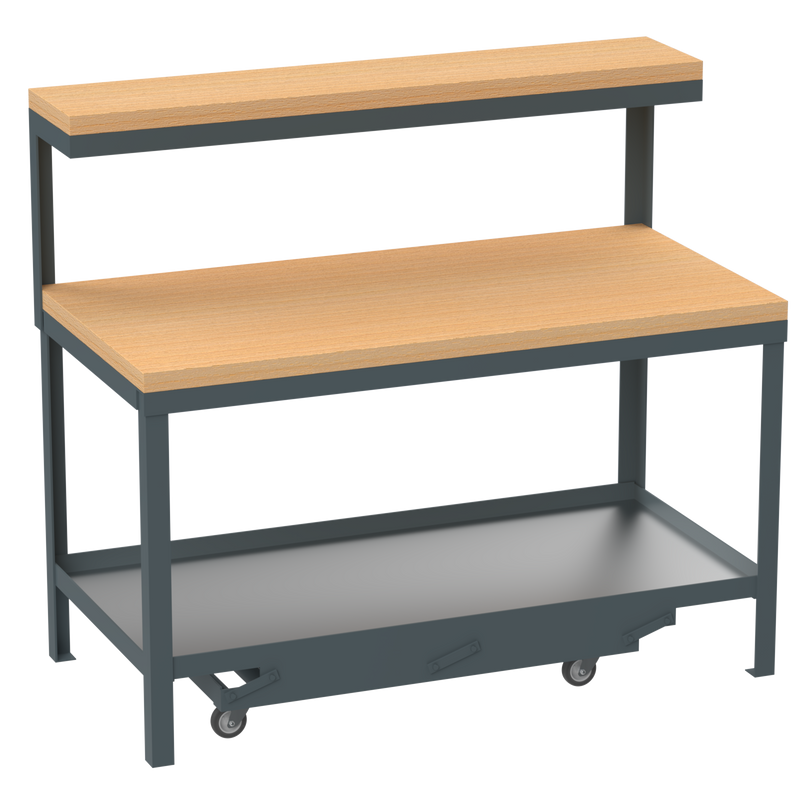 Mobile Workbench | Hard Wooden Worktop | Top Shelf