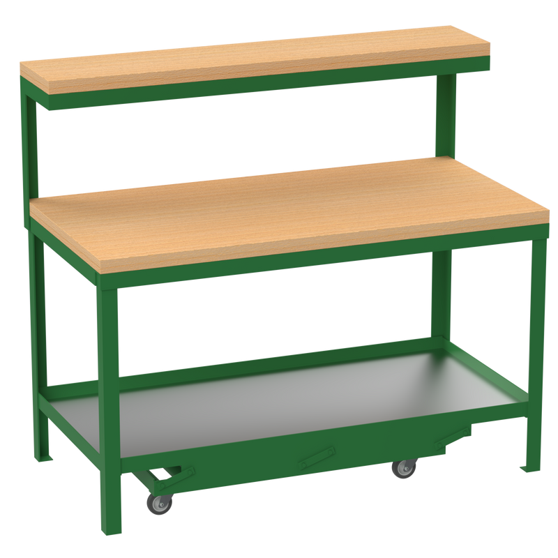 Mobile Workbench | Hard Wooden Worktop | Top Shelf