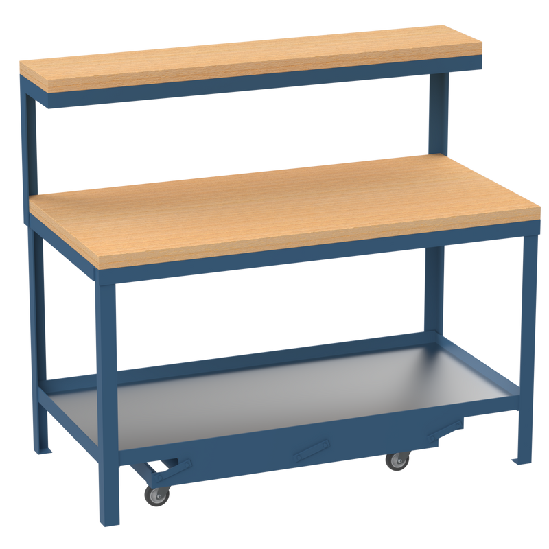 Mobile Workbench | Hard Wooden Worktop | Top Shelf