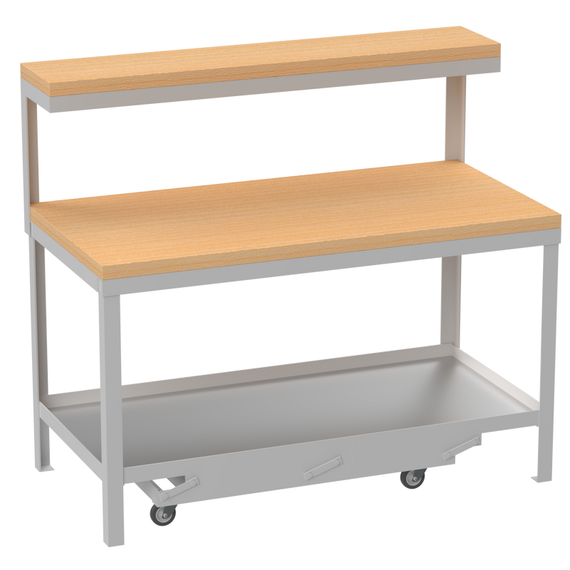 Mobile Workbench | Hard Wooden Worktop | Top Shelf