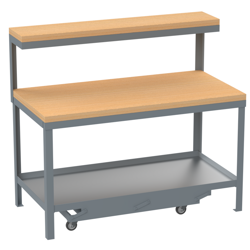 Mobile Workbench | Hard Wooden Worktop | Top Shelf