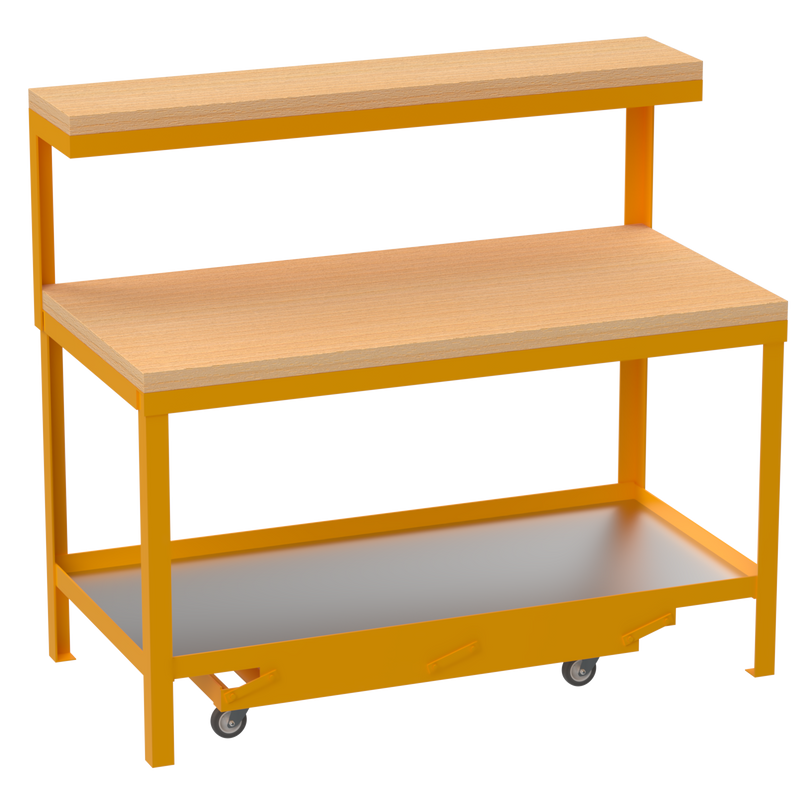 Mobile Workbench | Hard Wooden Worktop | Top Shelf