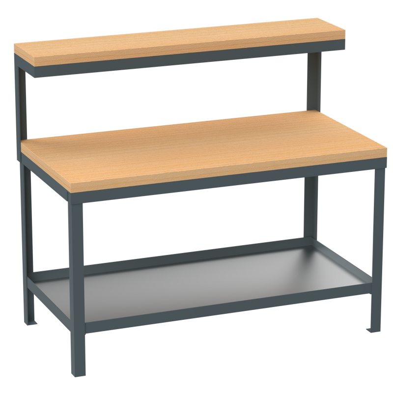 Heavy Duty Workbench | Hard Wooden Worktop | Top Shelf