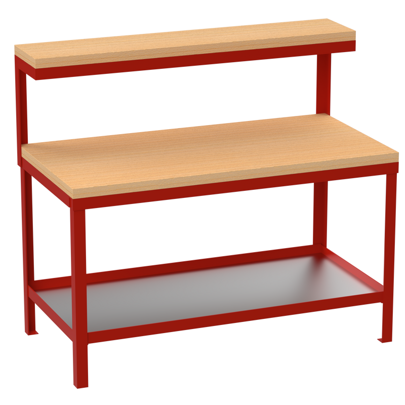 Heavy Duty Workbench | Hard Wooden Worktop | Top Shelf