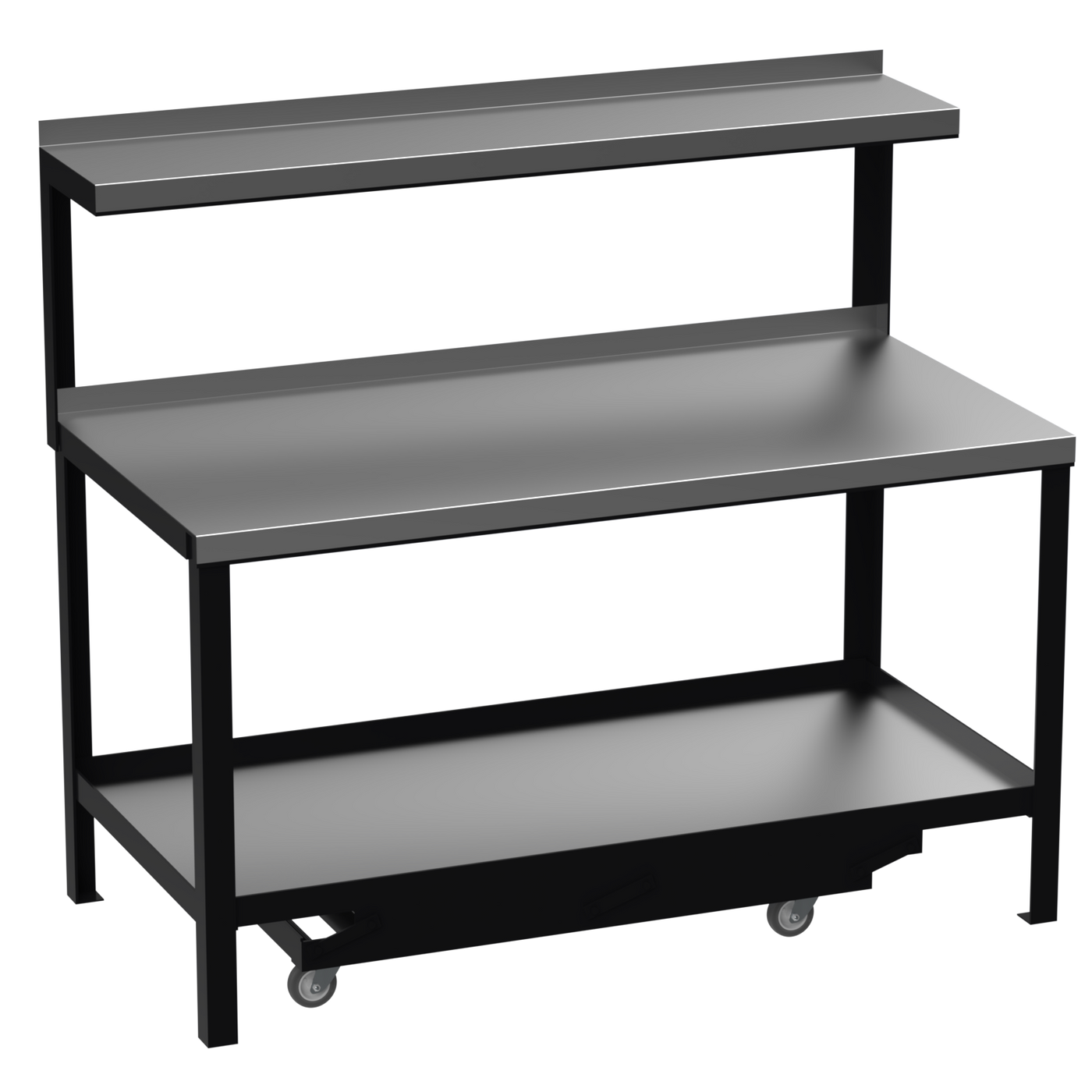 Mobile Workbench with Galvanised Steel Worktop | Top Shelf | Portable ...