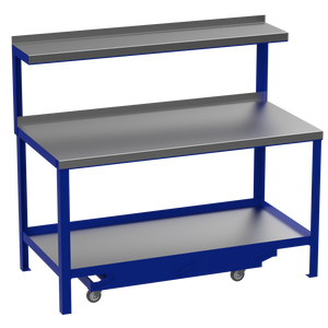Mobile Heavy Duty Workbench | Galvanised Steel Worktop | Top Shelf