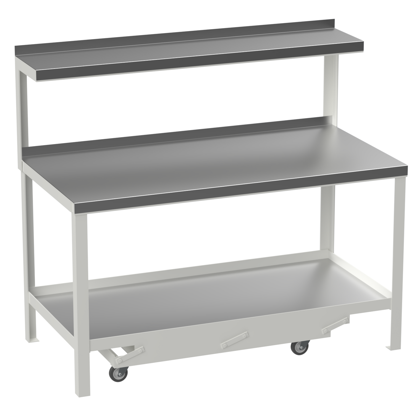 Mobile Workbench with Galvanised Steel Worktop | Top Shelf | Portable ...