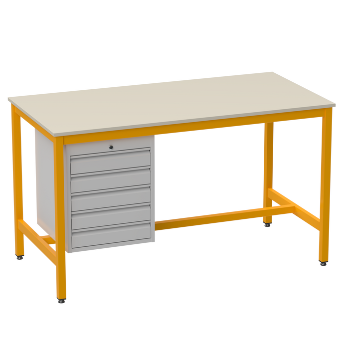 Medium Duty Workbench | Laminate Worktop | 5 Drawers